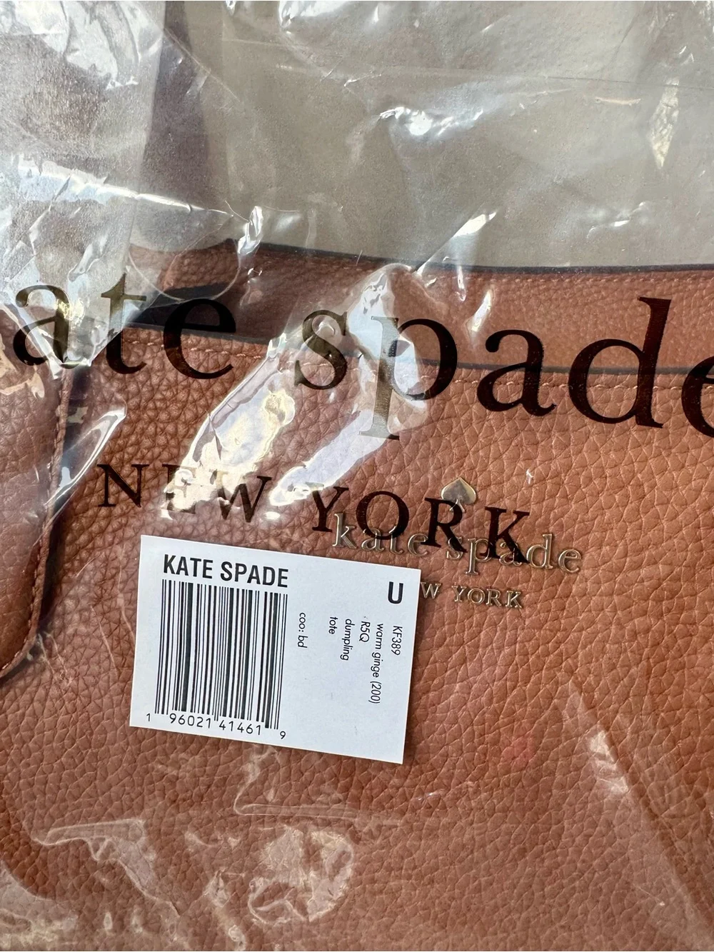 Kate Spade Dumpling Large Tote in Warm Gingerbread. NWT.